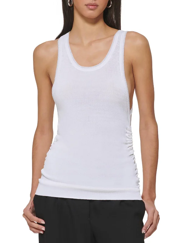 Mega Sale Womens Ribbed Scoop Neck Pullover Top