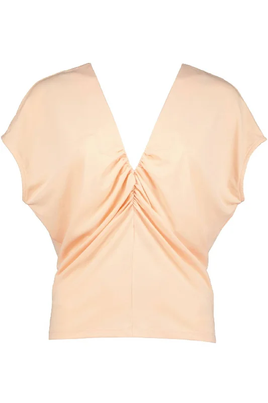 Deal Zone Women's Ruched Deep V Tee In Spritz Tweed
