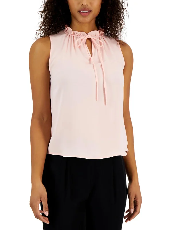 Super Deal Womens Ruffled Neck Tank Shell