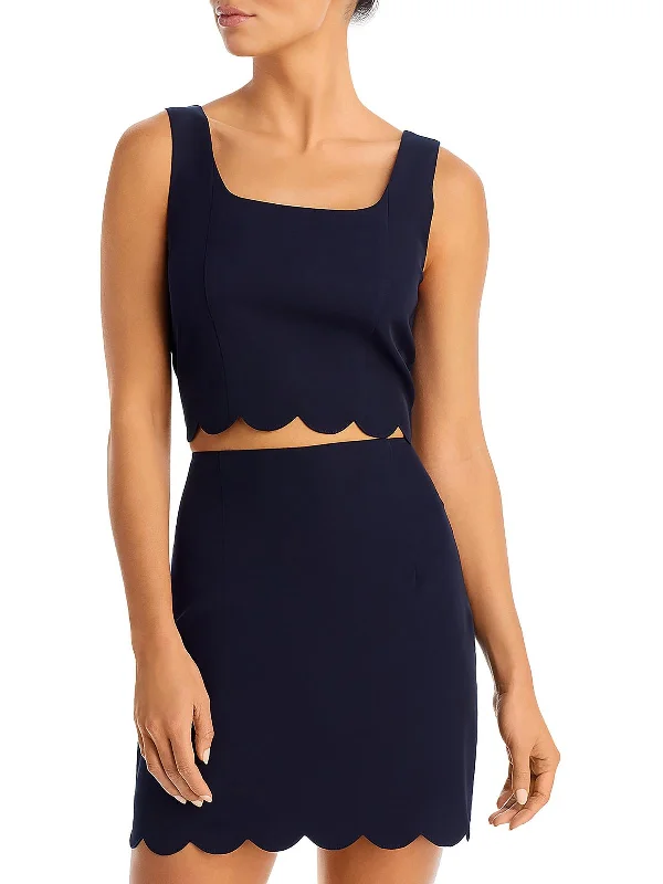 Sale Event Womens Scalloped Hem Tank Cropped