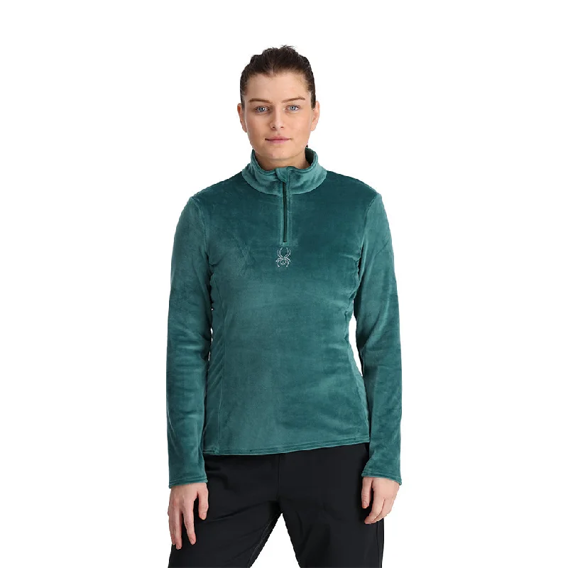 Don't Wait Womens Shimmer Bug Half Zip - Cypress Green