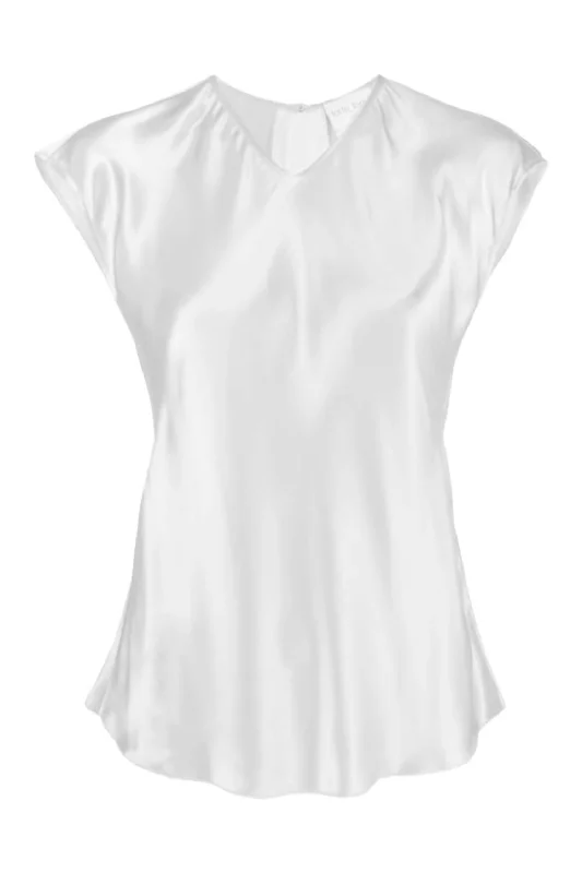 Season Finale Sale Women's Shining Satin Top In White