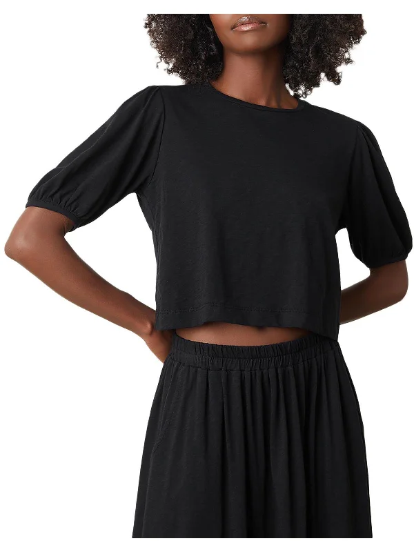 Price Drop Alert Womens Slub Puff Sleeve Cropped