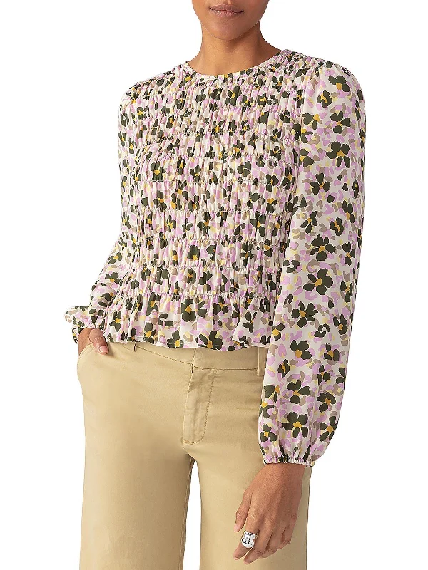 Deal Mania Womens Smocked Back Keyhole Blouse