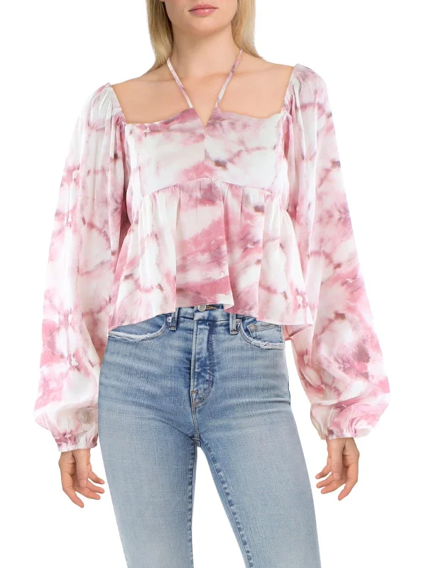 YEAR-End Sale Womens Tie-Dye Bishop Sleeve Cropped