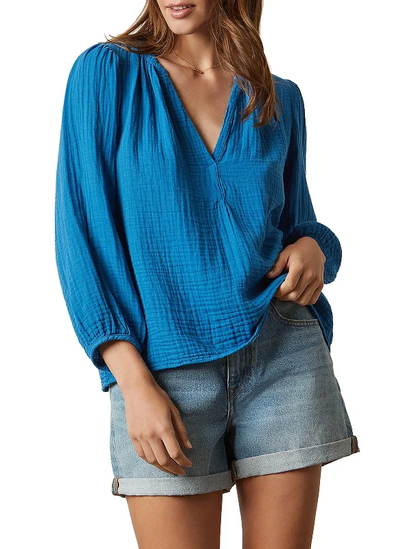 Weekend Flash Sale Womens V-Neck Burnout Pullover Top