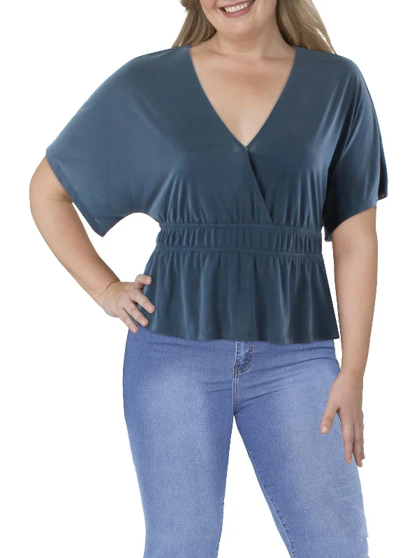 Best Bargains Womens V-Neck Peplum Blouse