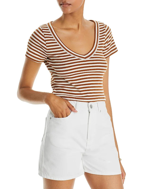 Exclusive Savings Womens V-Neck Short Sleeve Cropped