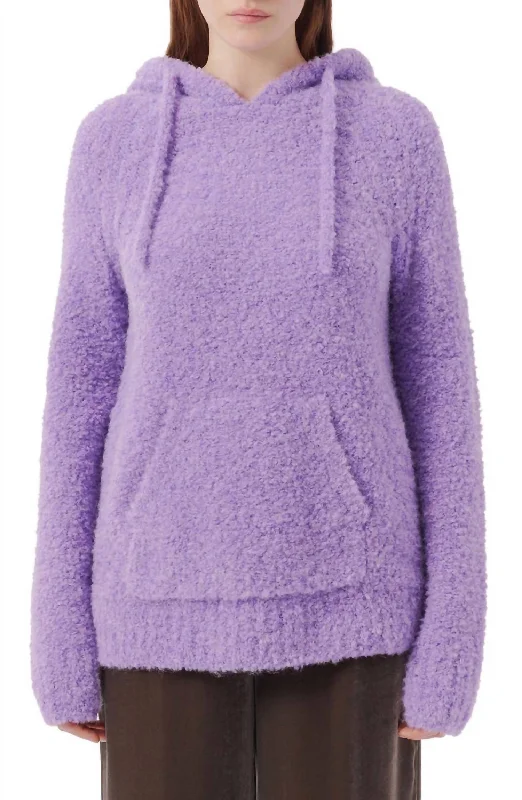 Early Access Wool Blend Boucle Pullover Hoodie In French Violet