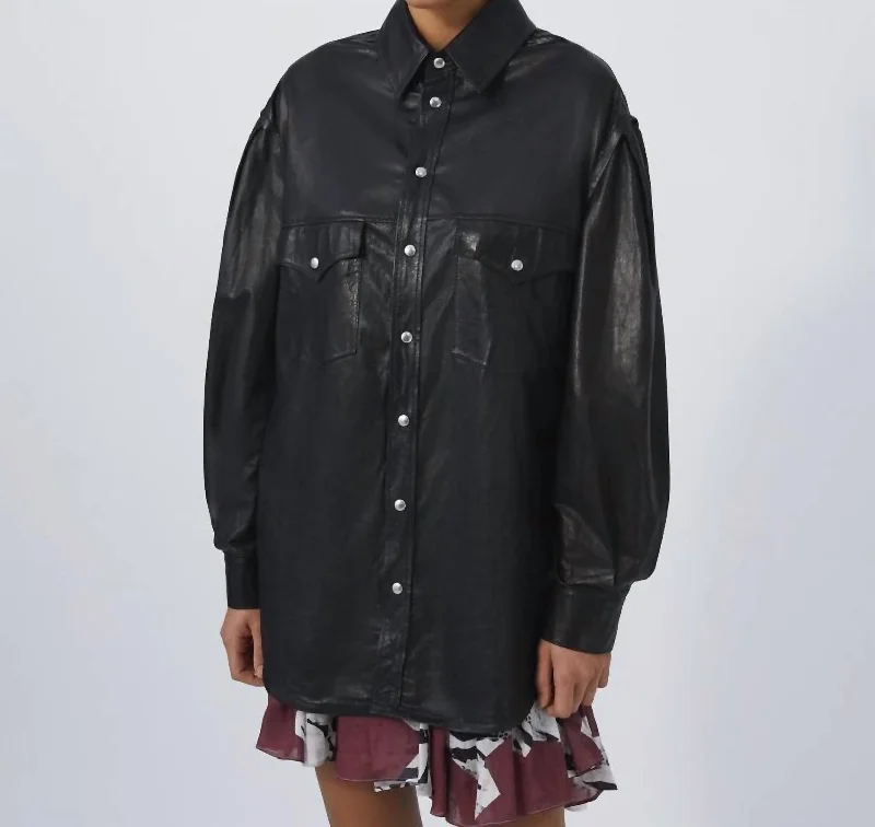 Value Deals Zanzibar Leather Overshirt In Black
