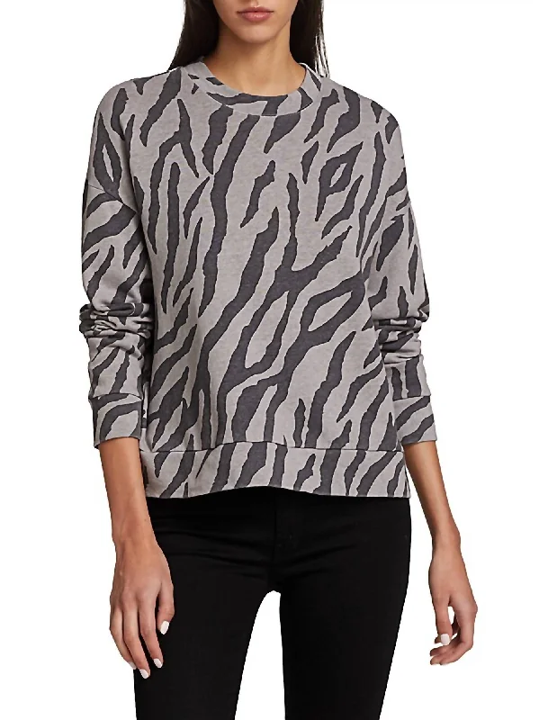 Deep Discounts Zebra Boxy Sweatshirt In Grey