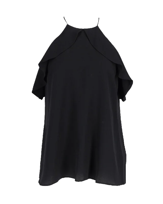 Massive Deals Zimmermann Ruffled Blouse in Black Silk