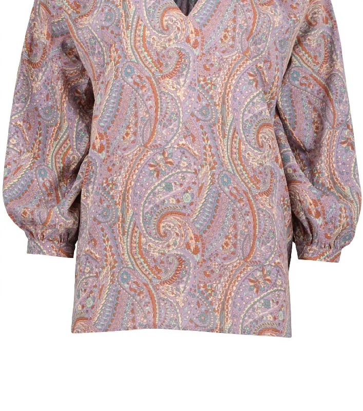 Instant Savings Zoe Smocked Blouse In Dusk Paisley