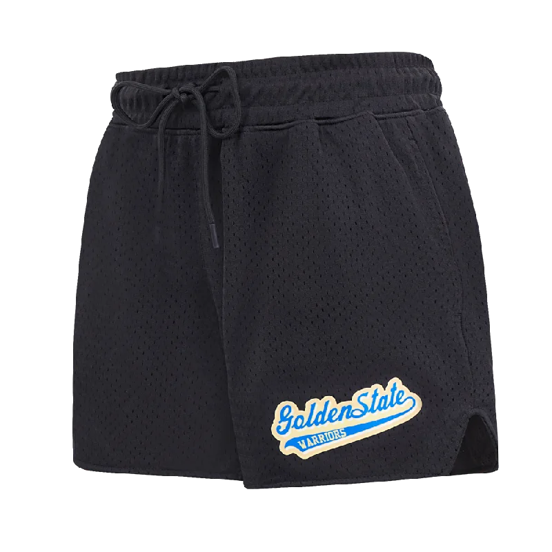 Markdowns NBA GOLDEN STATE WARRIORS SCRIPT TAIL WOMEN'S MESH SHORT (BLACK)