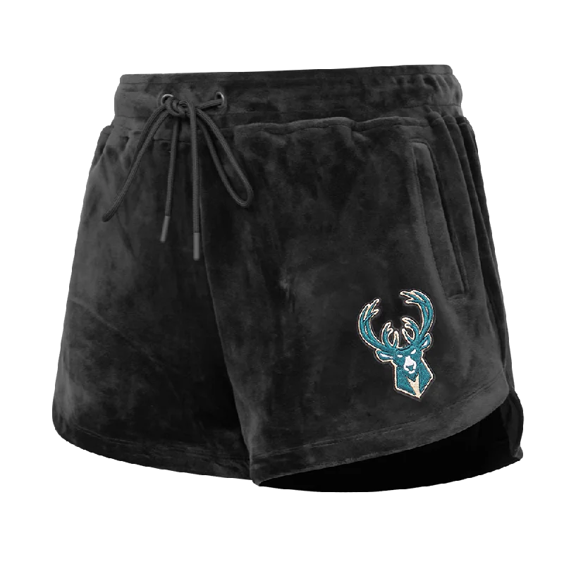New Deals NBA MILWAUKEE BUCKS CLASSIC WOMEN'S VELOUR SHORT (BLACK)