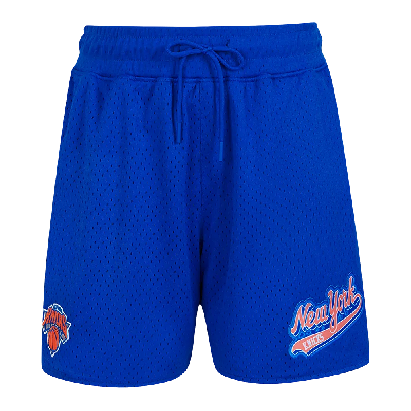 Instant Discount NBA NEW YORK KNICKS SCRIPT TAIL WOMEN'S MESH SHORT (ROYAL BLUE)
