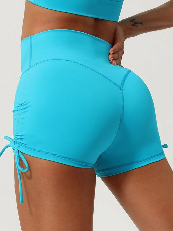 Early Access ZASUWA Female Drawstring Hip-lift Spandex Gym Booty Shorts