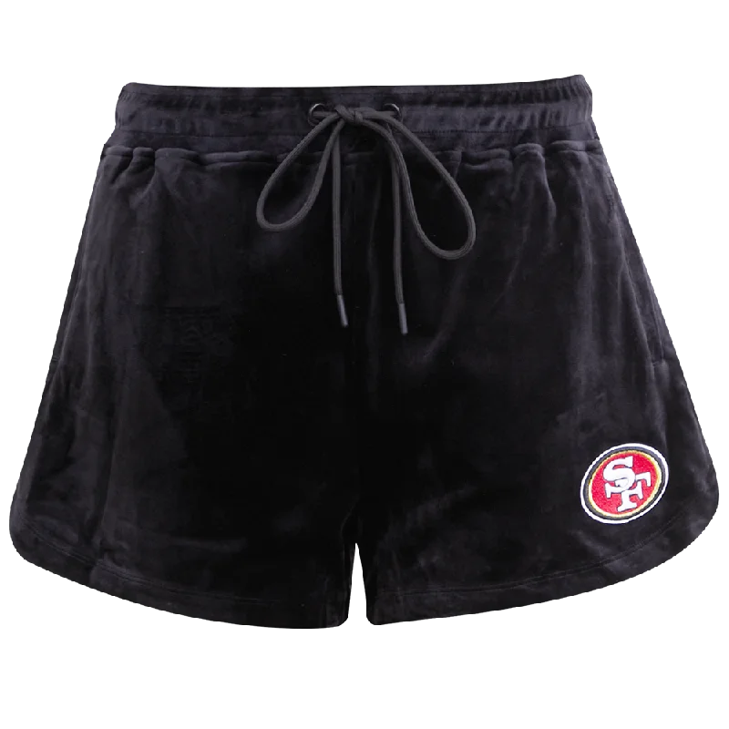 TIME-Limited Offer NFL SAN FRANCISCO 49ERS CLASSIC WOMEN'S VELOUR SHORT (BLACK)