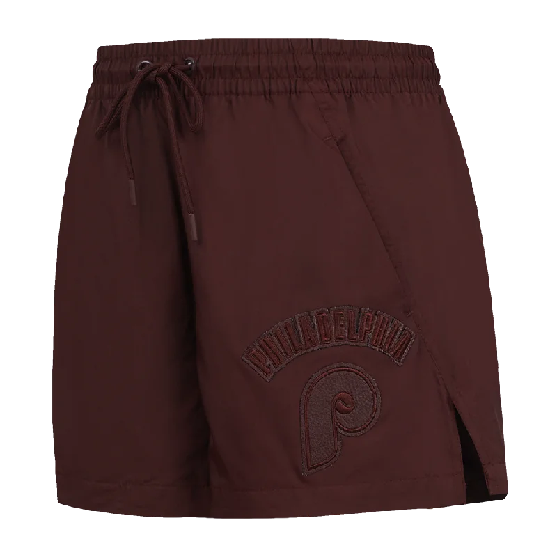 Super Deal MLB PHILADELPHIA PHILLIES TRIPLE TONAL WOMEN'S WOVEN SHORT (WINE)