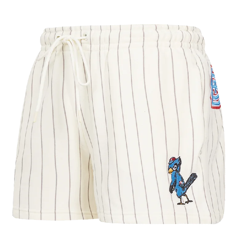 Online Specials MLB ST. LOUIS CARDINALS PINSTRIPE RETRO CLASSIC WOMEN'S FLC SHORT (EGGSHELL/ GREY)