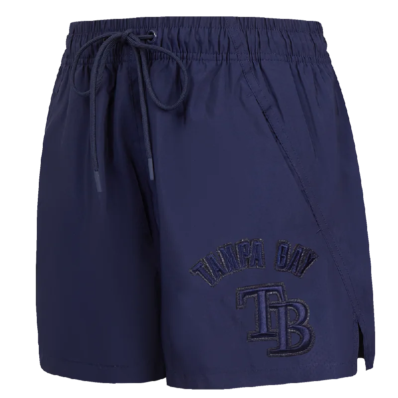 Amazing Deals MLB TAMPA BAY RAYS TRIPLE TONAL WOMEN'S WOVEN SHORT (MIDNIGHT NAVY)